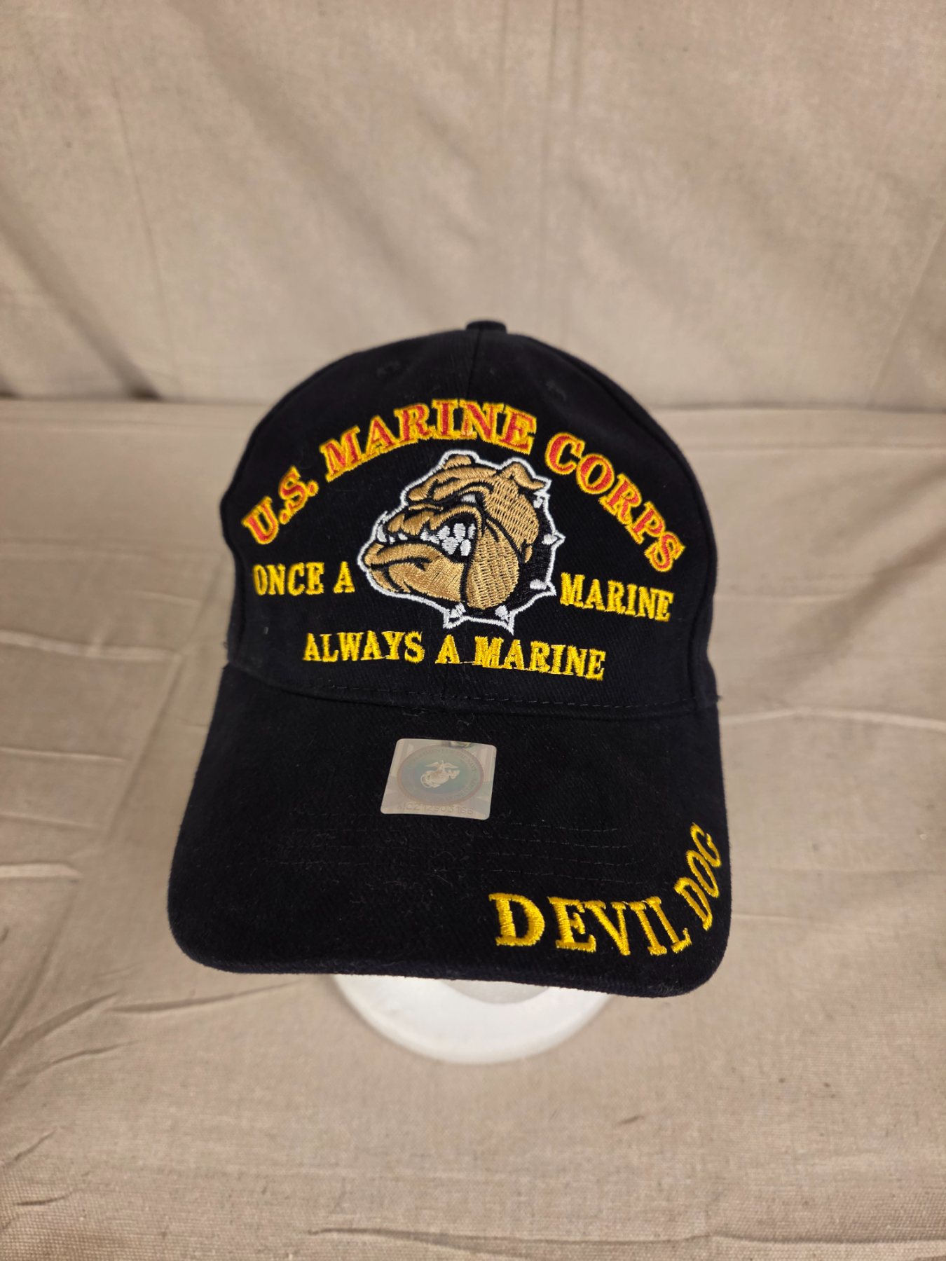 U.S. Marine Corps Devil Dog Baseball Cap Adjustable Black Hat